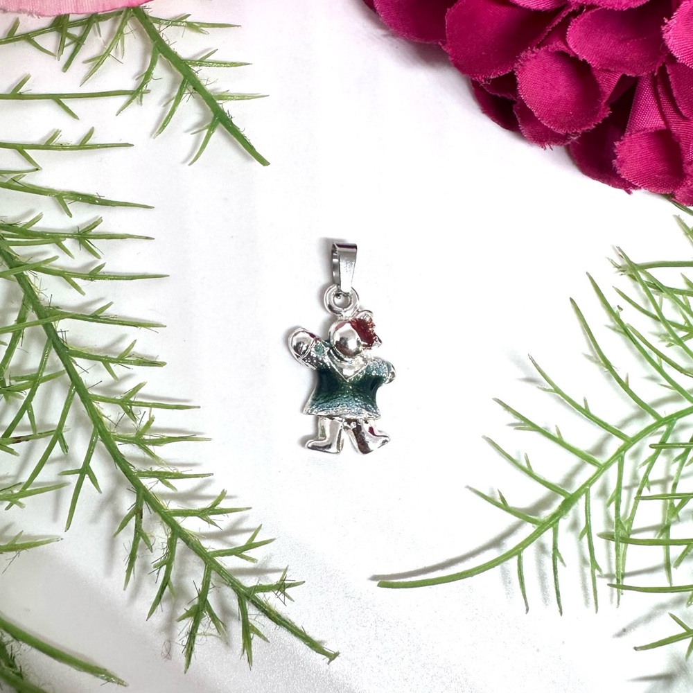NEW⚜️Waving Girl Enameled Pendant Charm - Picture 1 of 6